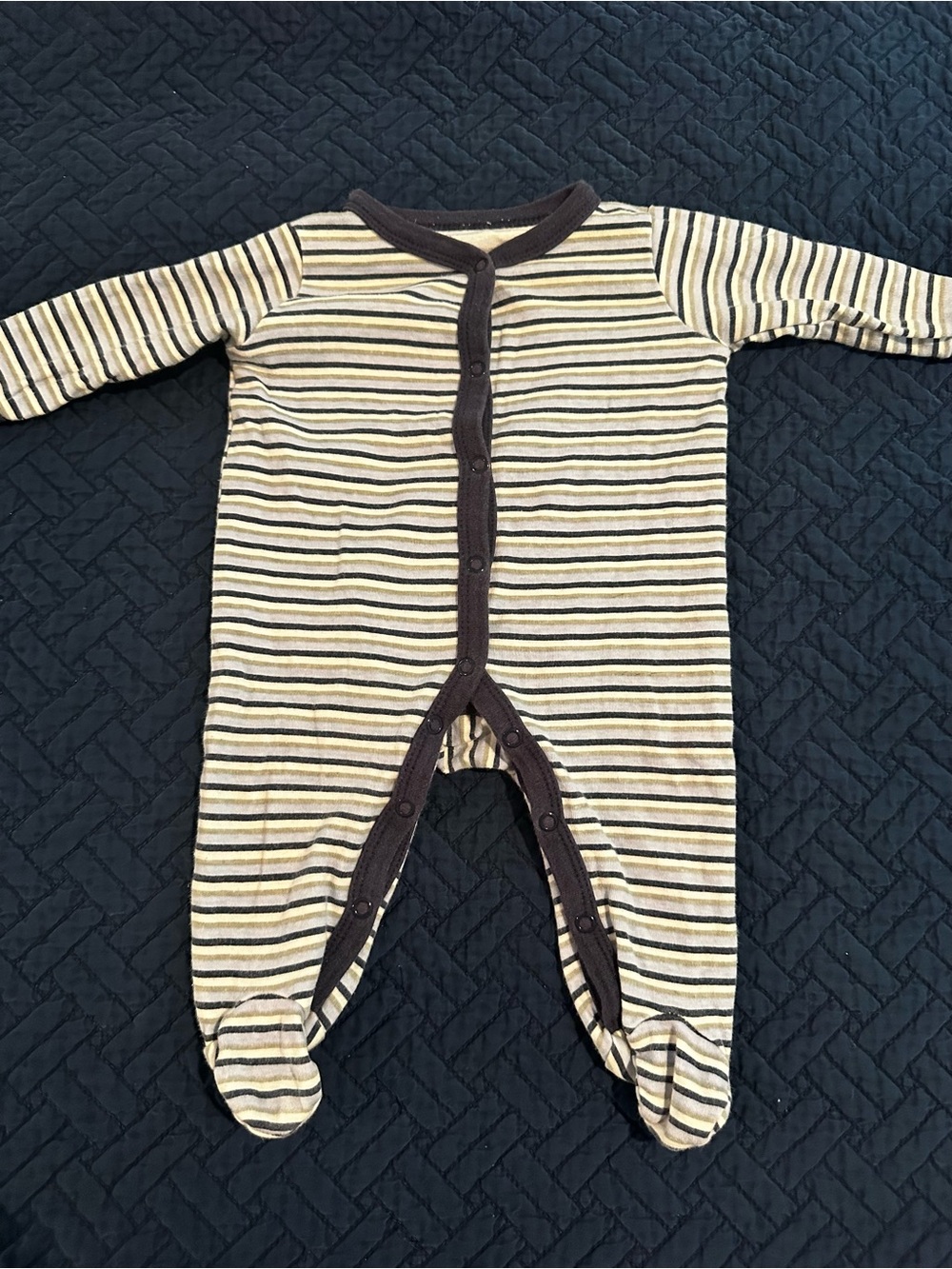 Striped Blue & Brown Footed Baby Cotton One-Piece Play and sleep size 0-3 Months